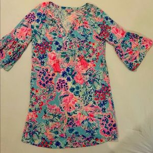 Lovely rich soft cotton-Bust 18 1/2 across, Length back collar-hem 35”